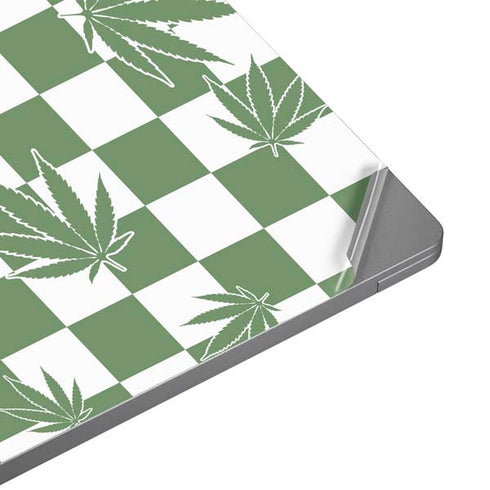 Marijuana Green Checkered Laptop Skins